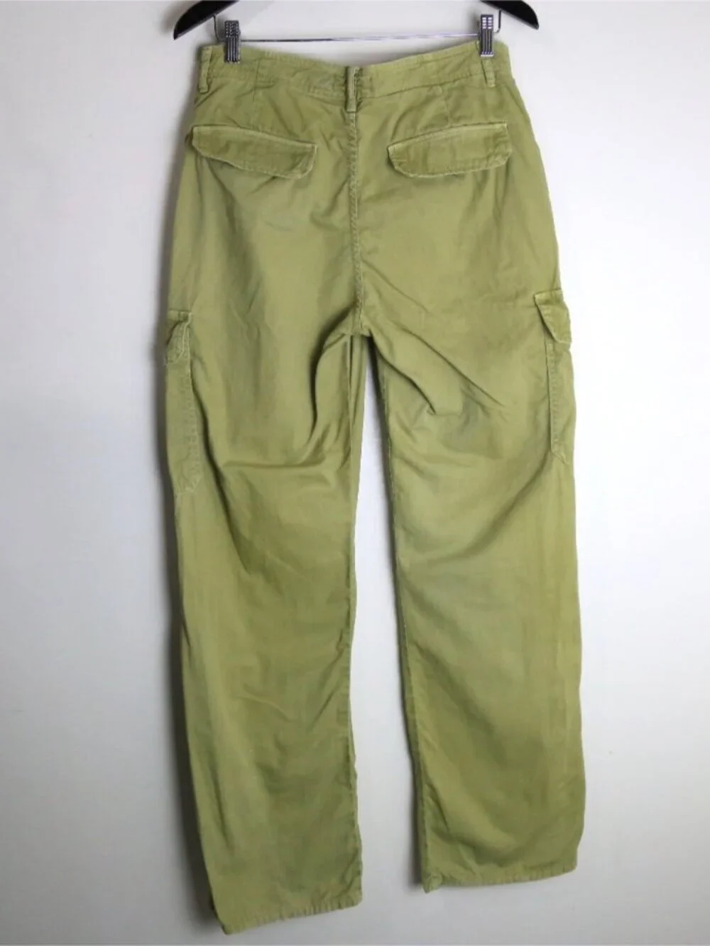 Zara Cargo Pocket High Rise Utility Cotton Twill Olive Green Pants Size 6